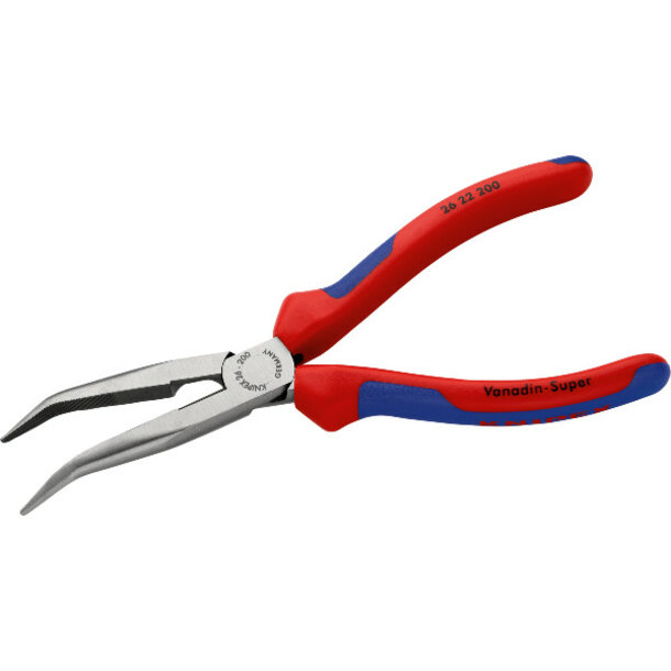 Flachrundzange abgewinkelt mit Schneide, EAN-Auszeichnung Knipex